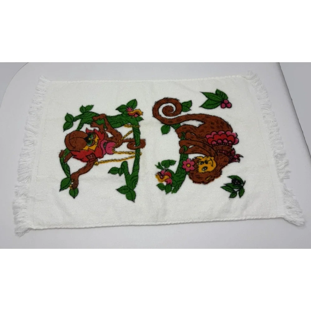 Vintage Cannon Jungle Animal 1Monkeys 1960s Hand Towel